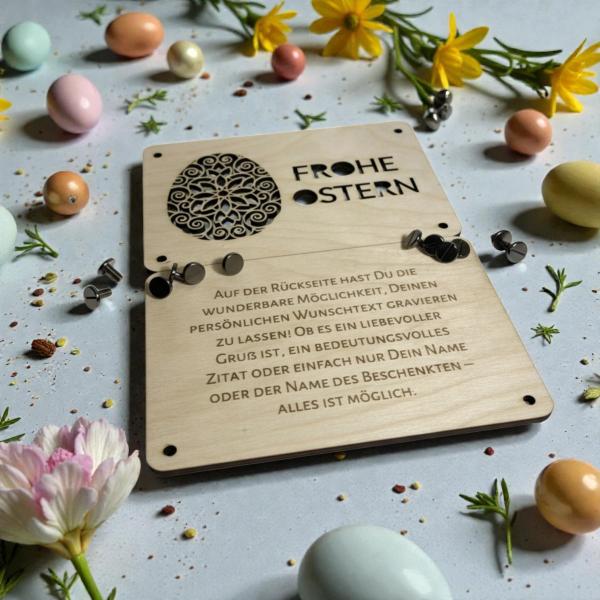 Geld Geschenke zu Ostern: Stilvolle Geld Geschenkkarte - Holzkarte - personalisiert – Die perfekte Geschenkidee für deine Liebsten!